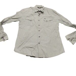 Salt Valley Western Mens Gray Long Sleeve Pearl Snap Button Shirt M